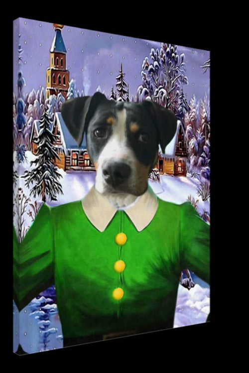 Jolly Elf Custom Pet Portrait Canvas