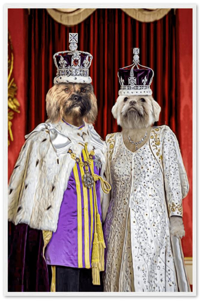 Coronation Couple Custom Pet Portrait Framed Poster White