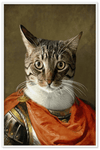 Cat portrait in royal attire with white frame