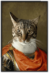 Cat portrait in king's outfit with black frame