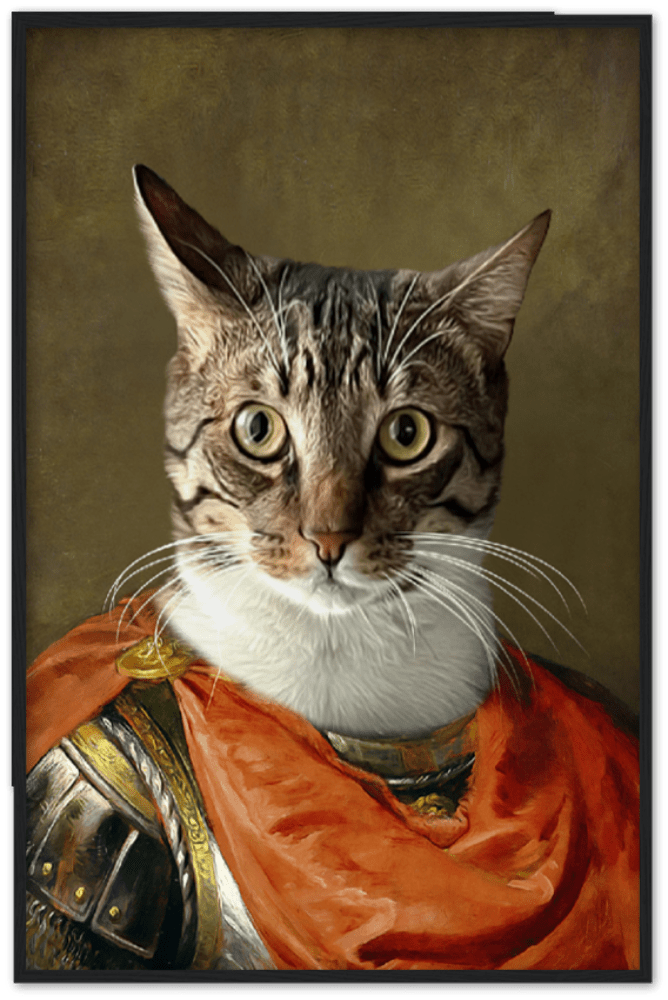 Caesar Custom Pet Portrait Framed Poster Black