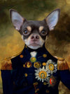 Custom pet portrait of a chihuahua as a captain