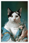 Elegant custom cat portrait with white frame