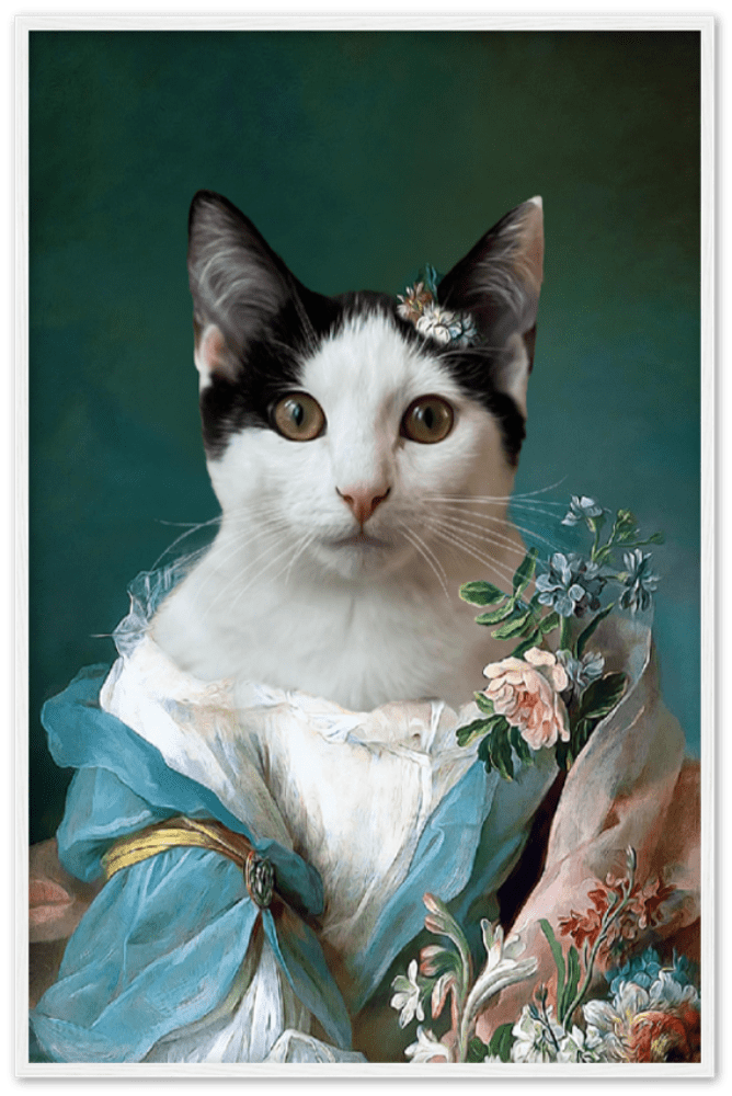 Elegant Lady Custom Pet Portrait Framed Poster White