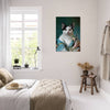 Custom cat portrait in bedroom decor