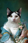 Custom cat portrait in elegant Renaissance attire