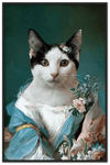Elegant custom cat portrait with black frame