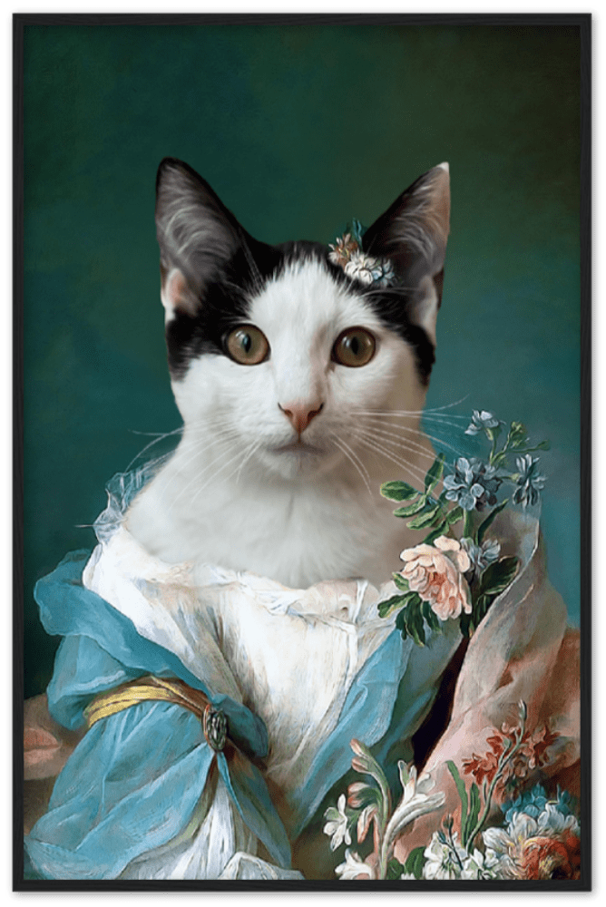 Elegant Lady Custom Pet Portrait Framed Poster Black