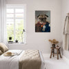 Pug general portrait in modern bedroom