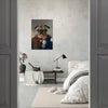 Minimalist room with pug military portrait