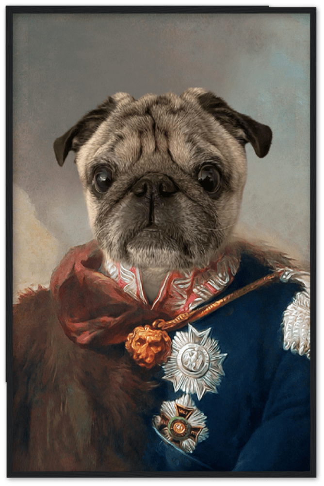 General Officer Custom Pet Portrait Framed Poster Black