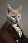 Renaissance-style cat portrait in elegant attire
