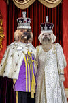 Regal pet portrait with royal attire and crowns