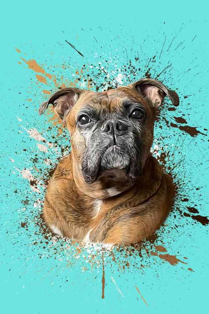 Oil Paint With Splatter Custom Pet Portrait