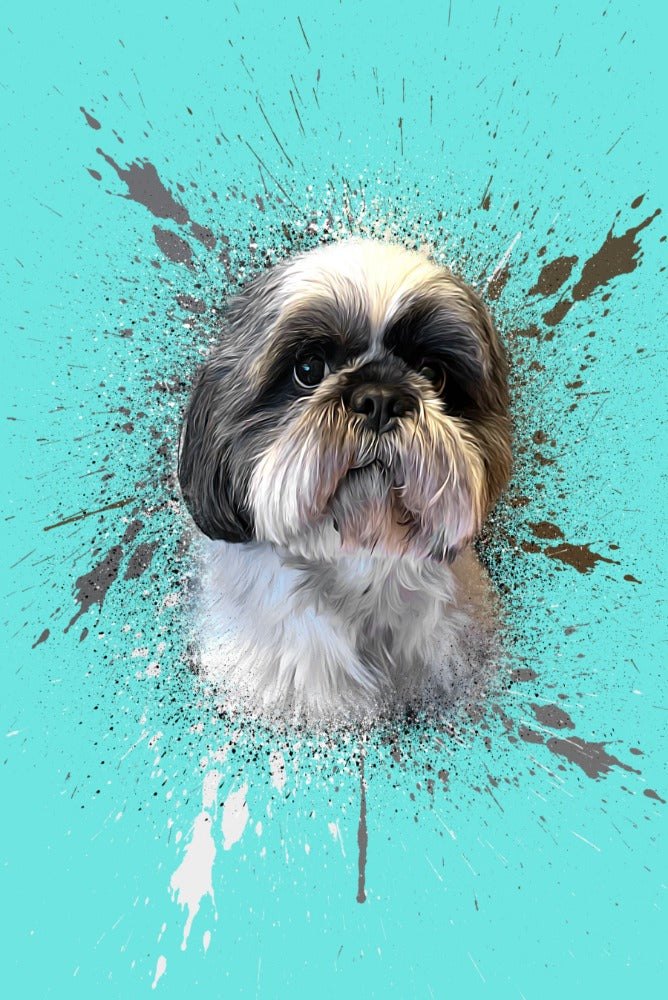 Oil Paint With Splatter Custom Pet Portrait