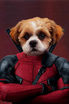 Custom dog portrait in superhero costume