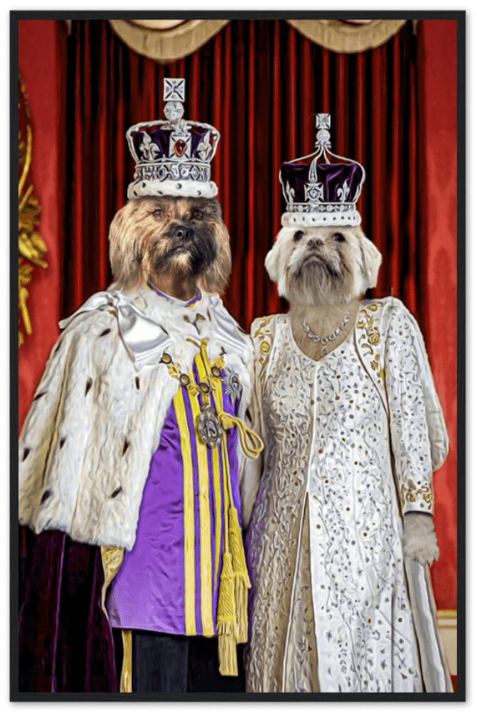 Coronation Couple Custom Pet Portrait Framed Poster Black