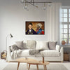 Elegant living room with custom pet portrait on wall
