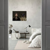 Bedroom decor with custom pet portrait