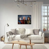 Elegant living room with custom pet portrait on wall