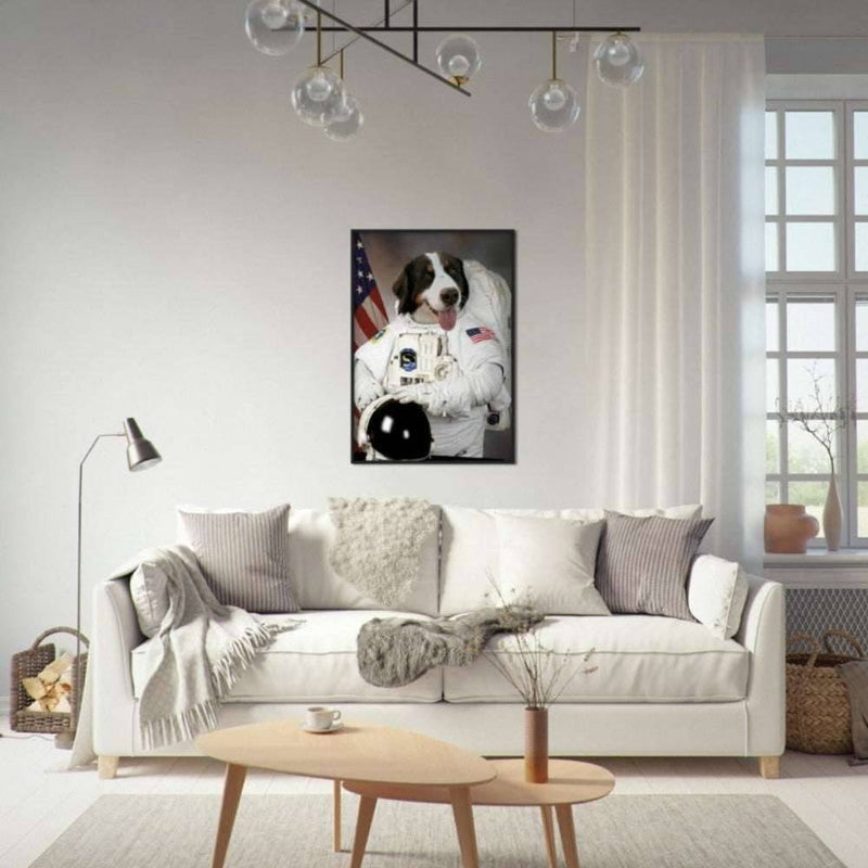 Astronaut Custom Pet Portrait Framed Poster Black