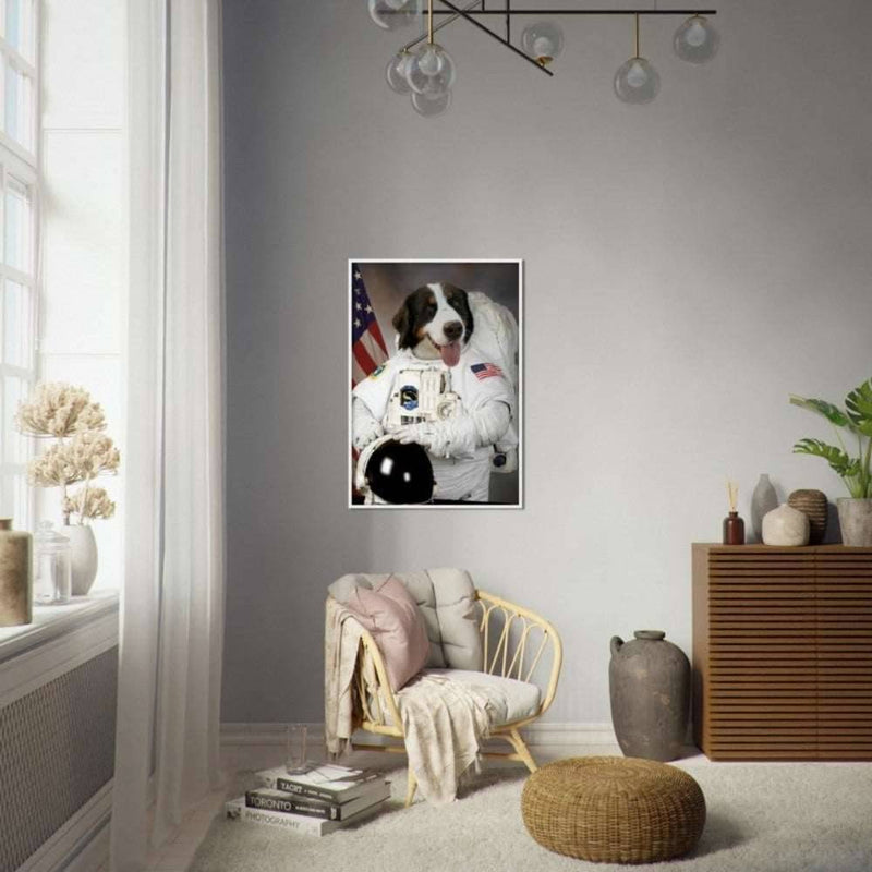 Astronaut Custom Pet Portrait Framed Poster White