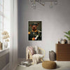 Framed pet portrait in stylish room