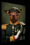 Canvas of Doberman in military attire