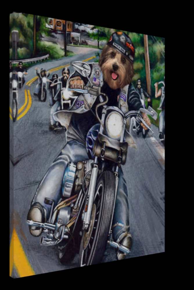 Biker Custom Pet Portrait Canvas