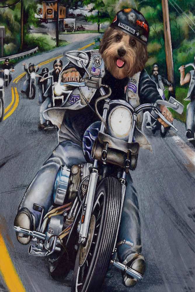 Biker Custom Pet Portrait Premium Poster