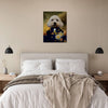 Captain dog portrait above a bed