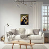 Captain dog portrait in a modern living room