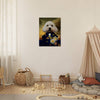Captain dog portrait in a cozy playroom