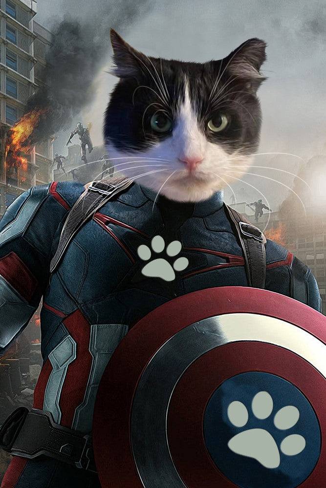 Captain Pawmerica Custom Pet Portrait Premium Poster