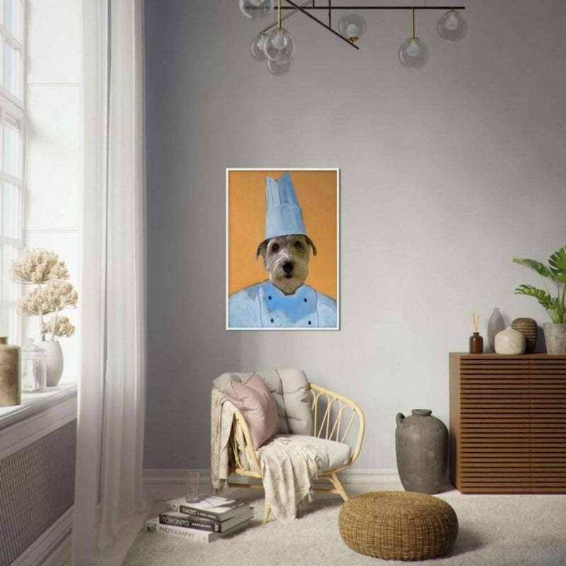 Chef Custom Pet Portrait Framed Poster White