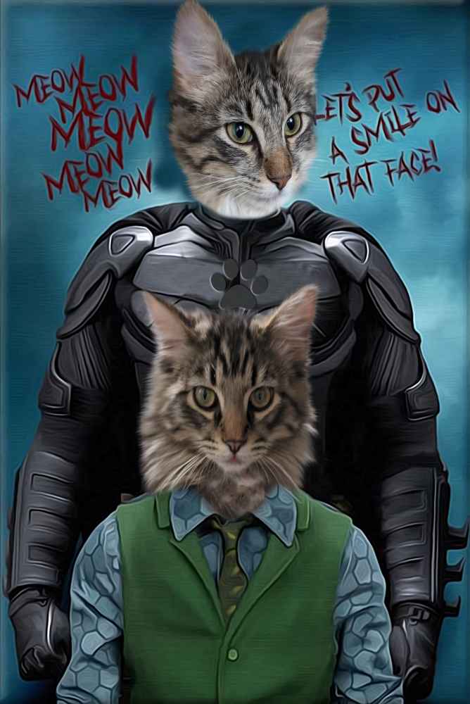 Dark Knight Couple Custom Pet Portrait Premium Poster