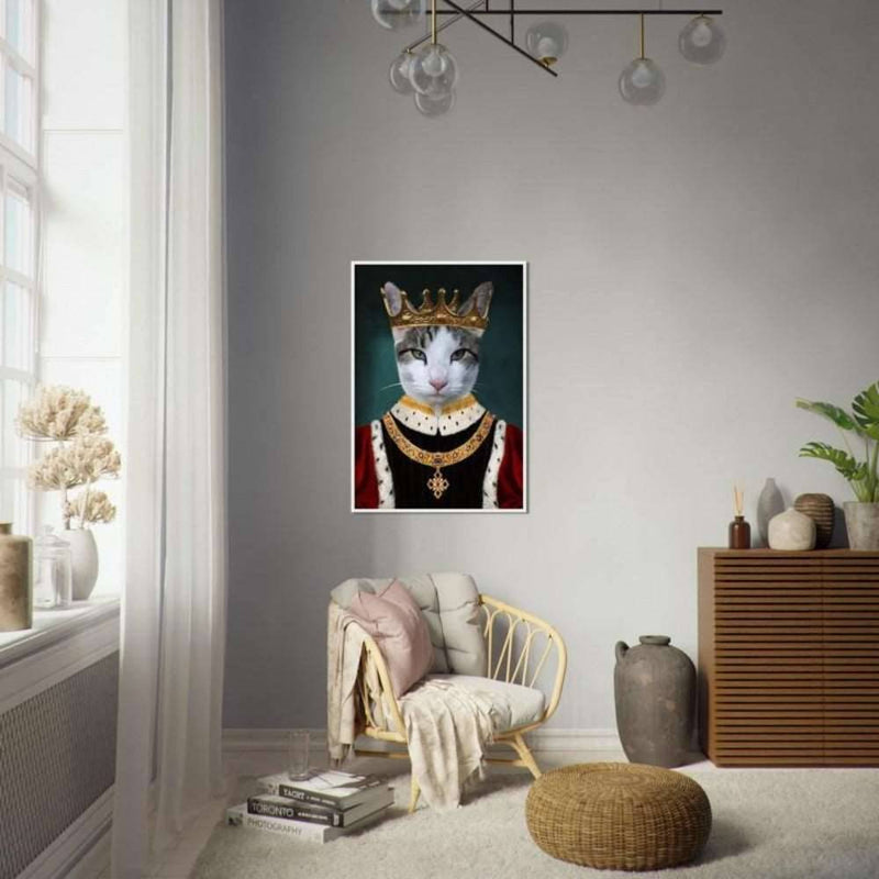 Emperor Custom Pet Portrait Framed Poster White