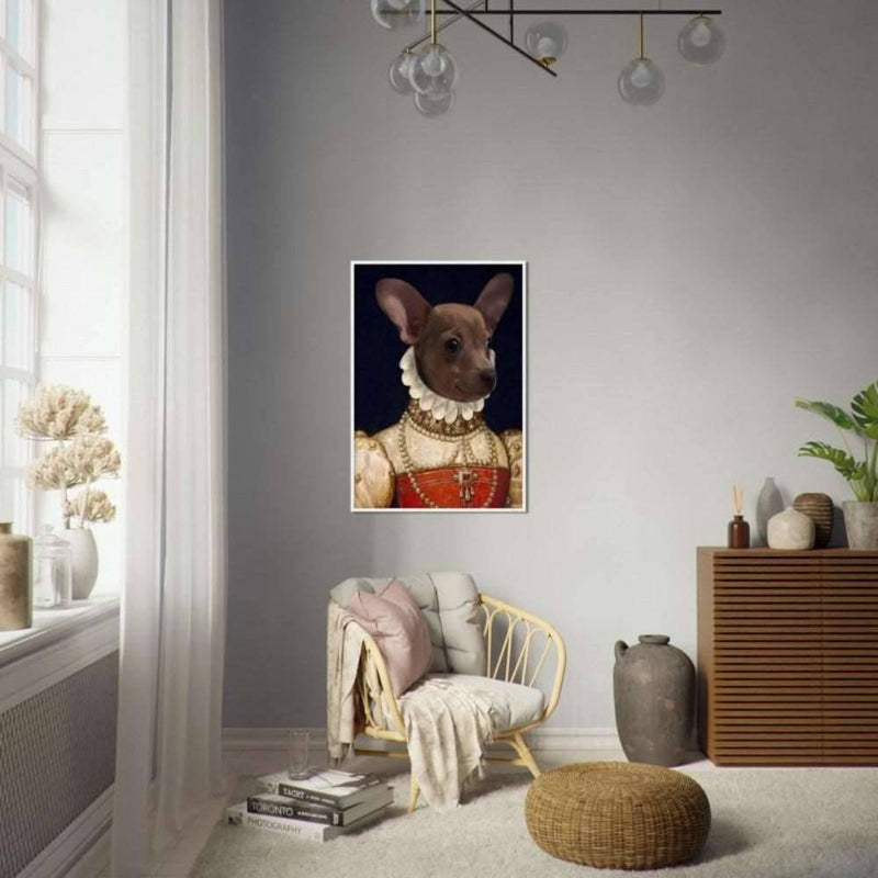 French Noble Custom Pet Portrait Framed Poster White