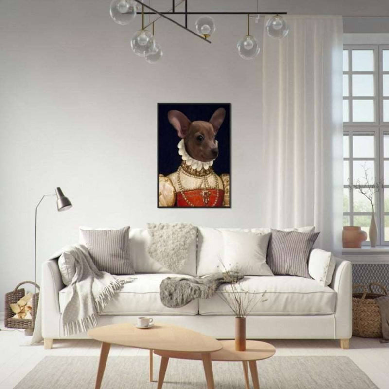 French Noble Custom Pet Portrait Framed Poster Black