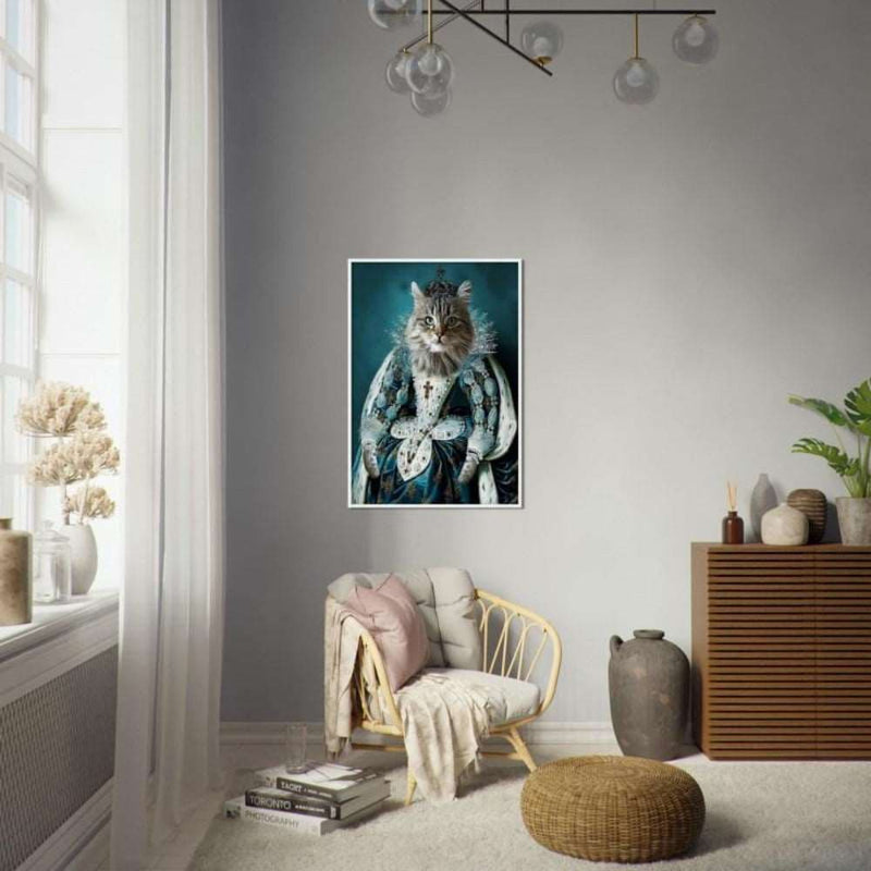 French Queen Custom Pet Portrait Framed Poster White