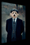 Canvas print of dog in gangster outfit.