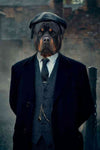 Rottweiler in gangster suit custom pet portrait.