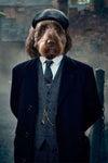 Dog in gangster attire custom portrait print.