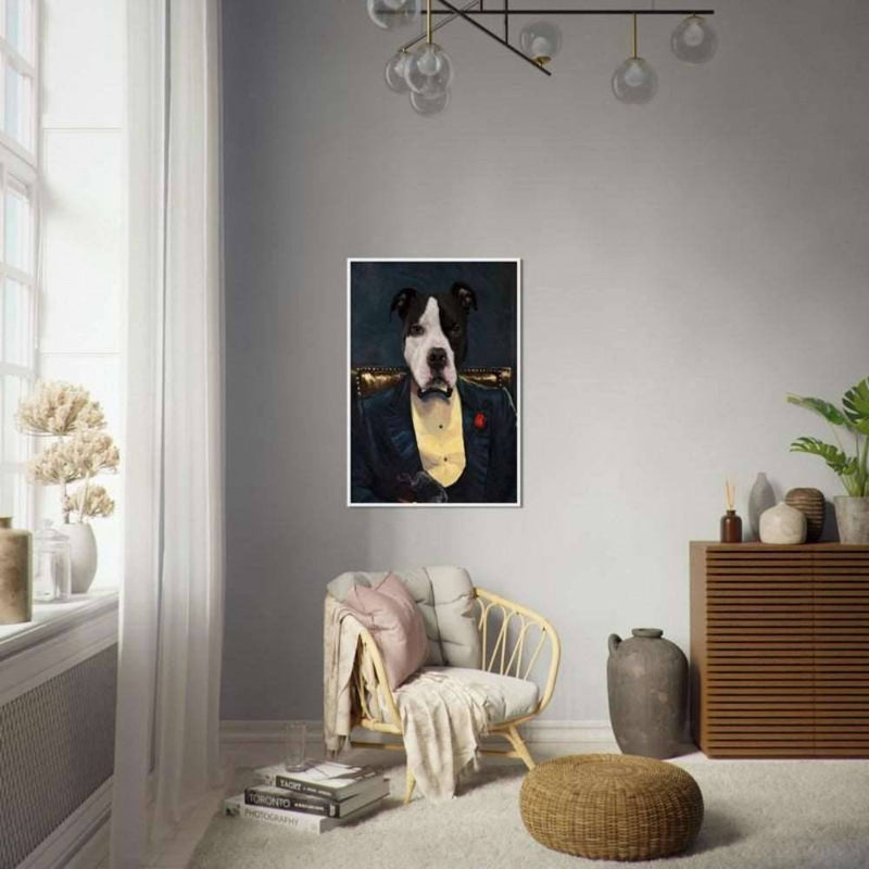 Godfather Custom Pet Portrait Framed Poster White