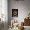 Elegant room with dog portrait in royal attire
