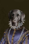 Custom pet portrait of dog in royal attire