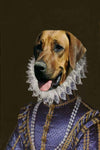 Dog portrait in Renaissance royal costume