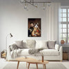 Living room decor with imperial pet portrait, man and cat