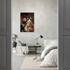 Bedroom decor with imperial pet portrait, man and cat