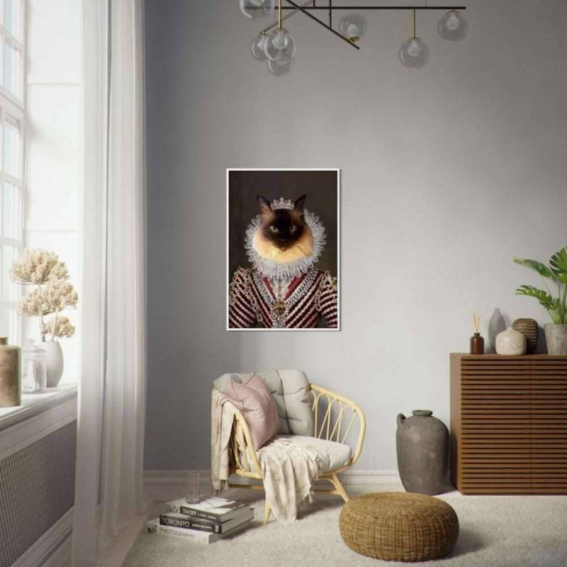 Imperial Queen Custom Pet Portrait Framed Poster White